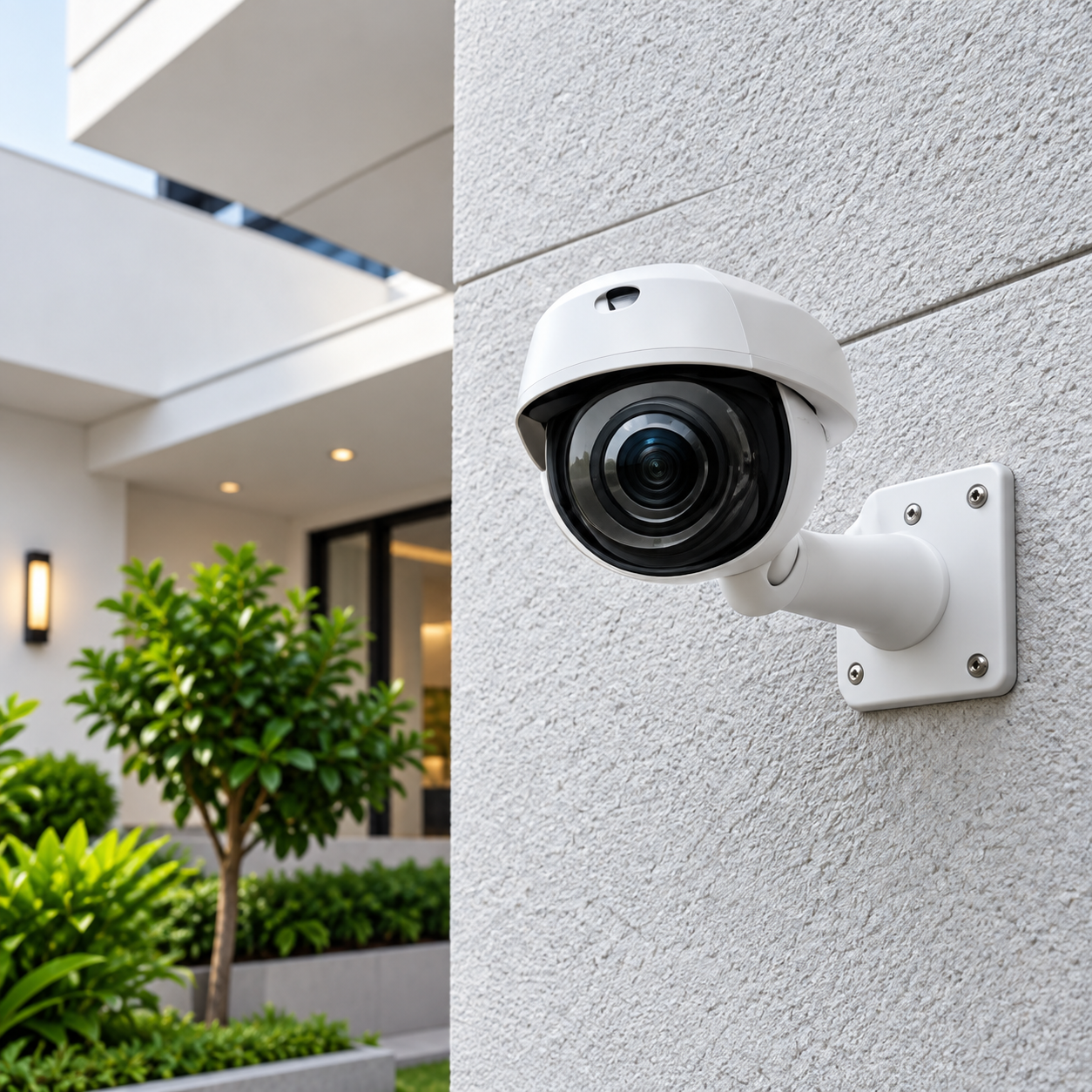 CCTV installation on a villa wall